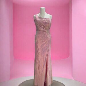 Dancing Queen Pink Sequin One Shoulder Gown XL Elegant Formal Prom Wedding Dress